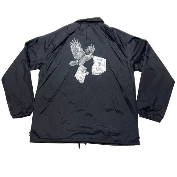 Vans Park Series Snap On Jacket Windbreaker Men XXL Black Skate Streetwear New - Picture 1 of 6